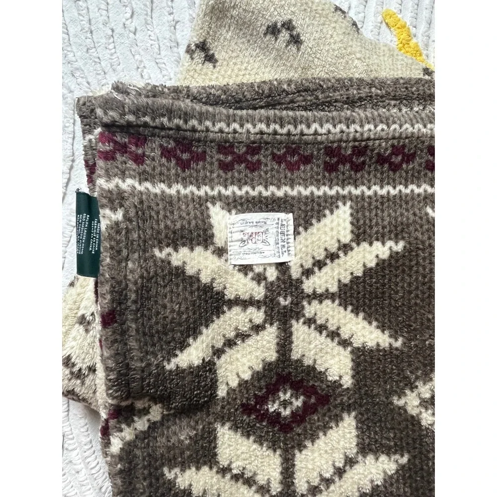 Lauren Ralph Lauren Brynden Nordic Fair Isle pattern fleece throw blanket 60 x70